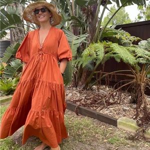 Elegant Orange Maxi Dress